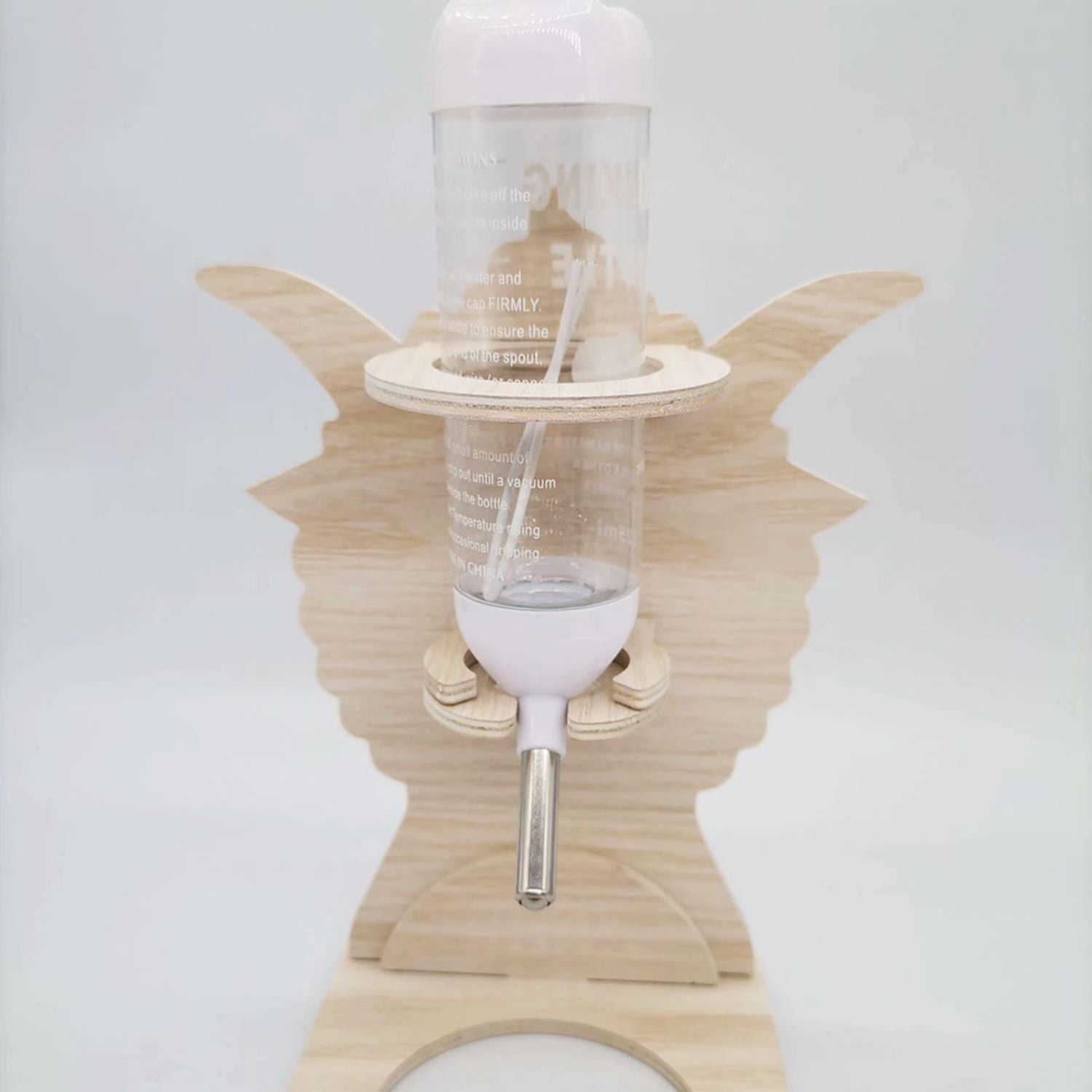 hamster drinkfles houder transparante fles in houten standaard